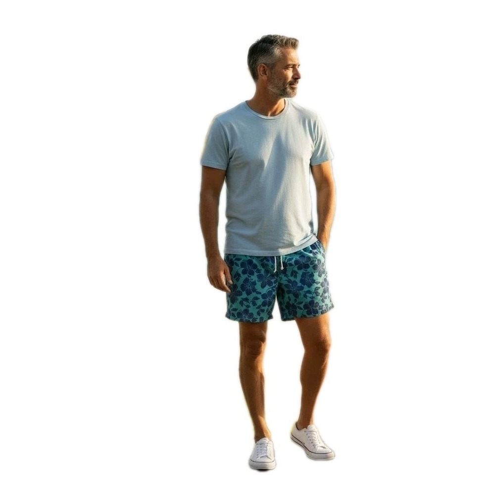 J.Crew Men's Flex Swim Trunks Hawaiian Hibiscus Floral Preppy Vacation Wear SZ L